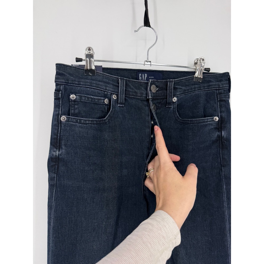 NEW GAP High Rise Flare Jeans Dark Wash Button Fly Stretch Denim 4/27R 652460-00 - Picture 9 of 14